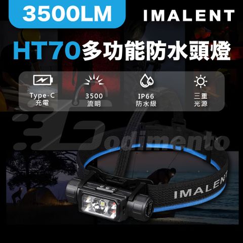【IMALENT】艾美能特 HT70 3500流明三重光源 防水頭燈 戶外露營燈 照明燈