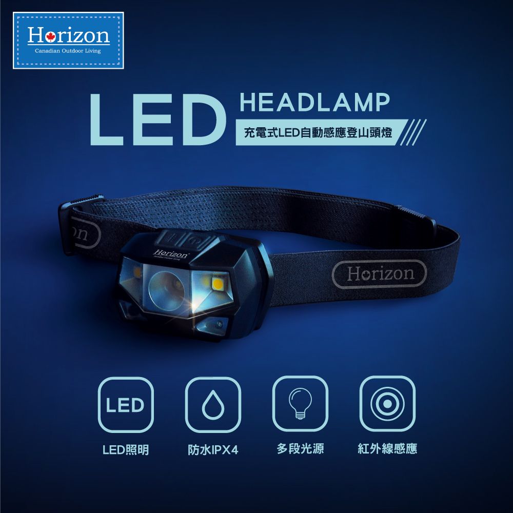 Horizon 天際線 充電式LED自動感應登山頭燈