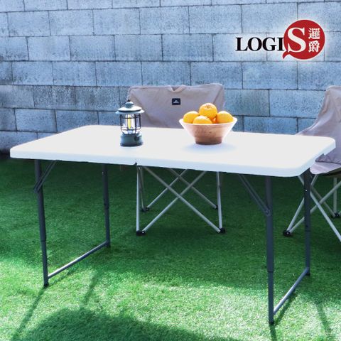 LOGIS 邏爵 露營萬用122*61三段高度可調摺疊桌野餐桌 展示桌 和室桌 會議桌【CZ123Z-W】