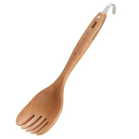 【Snow Peak】天然山毛櫸+不鏽鋼製派對叉(僅65g).煮麵杓.炒菜漏勺.鍋鏟勺.木鏟/250×80×25mm/CS-219