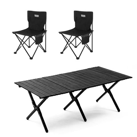 E.C outdoor 戶外露營折疊輕量桌椅三件組-贈收納袋 露營桌椅 收納桌椅 摺疊桌椅