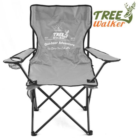 《側邊置物袋，可放置小物》TreeWalker 輕巧折合休閒椅-水泥灰