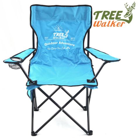 《側邊置物袋，可放置小物》TreeWalker 輕巧折合休閒椅-水藍