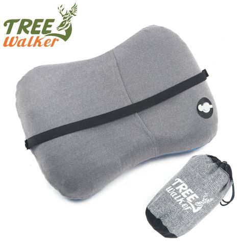 Tree Walker TreeWalker 多用途極輕紓壓充氣枕(午休枕腰靠枕)-藍灰