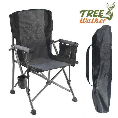 《扶手附收納袋，可放置小物》TreeWalker 紓壓坐感露營椅-灰