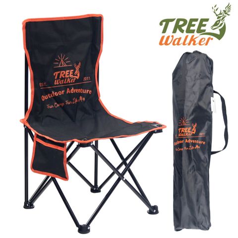 TreeWalker 摺疊露營烤肉椅-黑橘