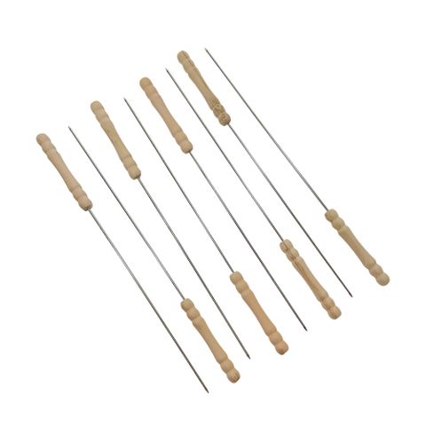 原木柄不鏽鋼燒烤串8支入