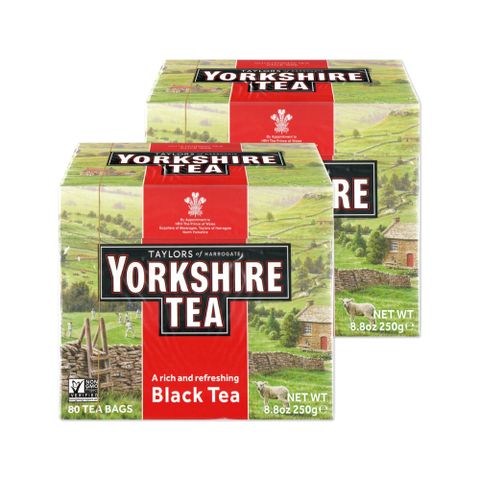 Taylors 泰勒茶 (2盒超值組)英國Yorkshire-約克夏茶紅牌紅茶包80入/盒(戶外露營野餐泡茶,品牌,雨林聯盟及女王皇家認證)