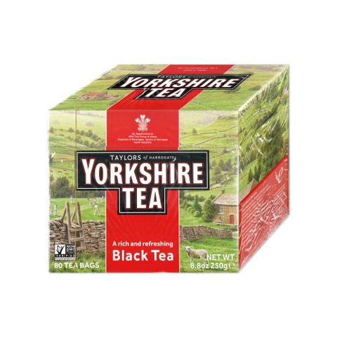 Taylors 泰勒茶 英國Yorkshire-約克夏茶紅牌紅茶包80入/盒(戶外露營野餐泡茶,品牌,雨林聯盟及女王皇家認證)