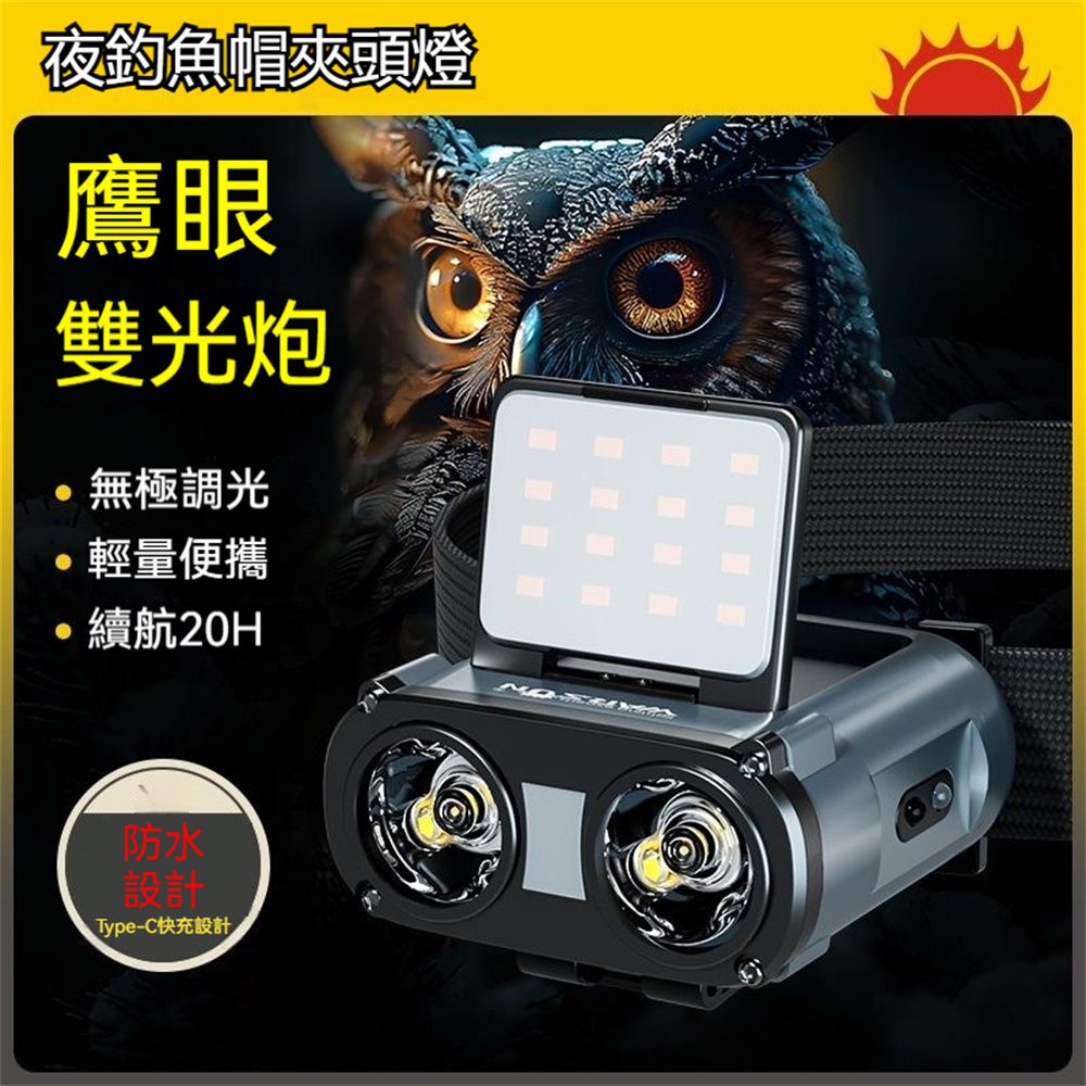  Ailide 沃爾森 頭戴燈 露營燈 感應帽夾燈 頭燈  釣魚頭燈 登山手電筒 便攜式 無極調光 無懼風雨