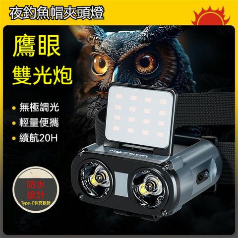 Ailide 沃爾森 頭戴燈 露營燈 感應帽夾燈 頭燈  釣魚頭燈 登山手電筒 便攜式 無極調光 無懼風雨