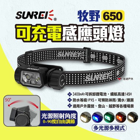 SUNREE 山力士 牧野650可充電感應頭燈