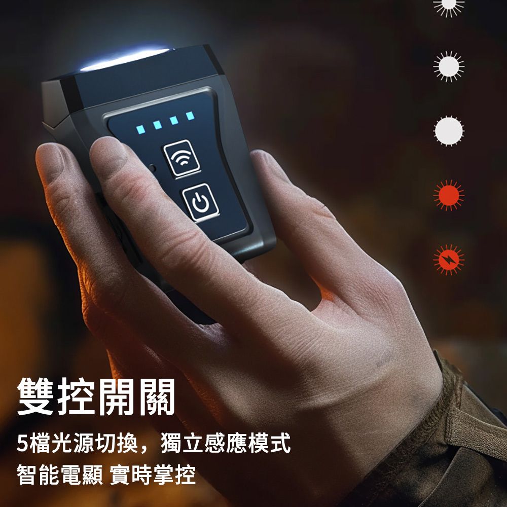 LUYOO 智能感應夾帽燈 LED多功能頭戴燈 釣魚頭燈 登山頭燈 照明燈 露營燈 工作燈（雙色光源 紅光驅蚊）