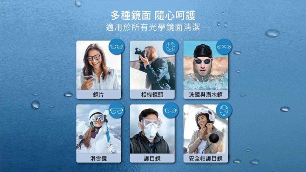 多種鏡面 隨心呵護適用於所有光學鏡面清潔 -鏡片相機鏡頭泳鏡與潛水鏡滑雪鏡護目鏡安全帽護目鏡