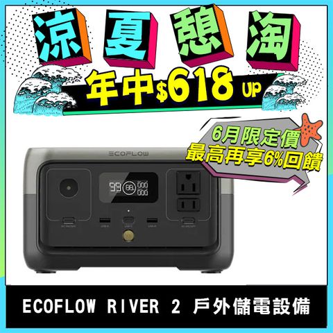 PC限定!!! 6/18 全館加碼送市值千元專用收納袋ECOFLOW RIVER 2 戶外儲電設備