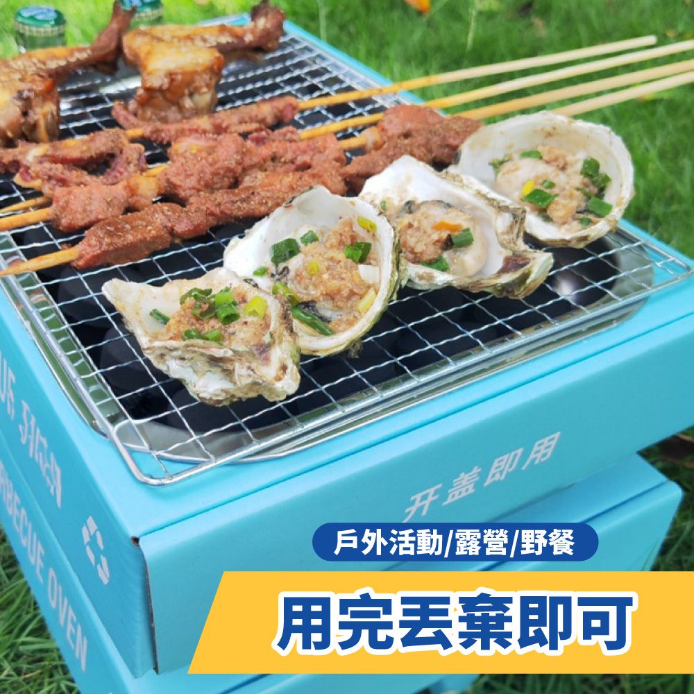  一次性烤肉架 無附木炭 [ 2件組 ] 戶外露營 野餐 BBQ 家用拋棄式烤肉架 不鏽鋼烤肉盤