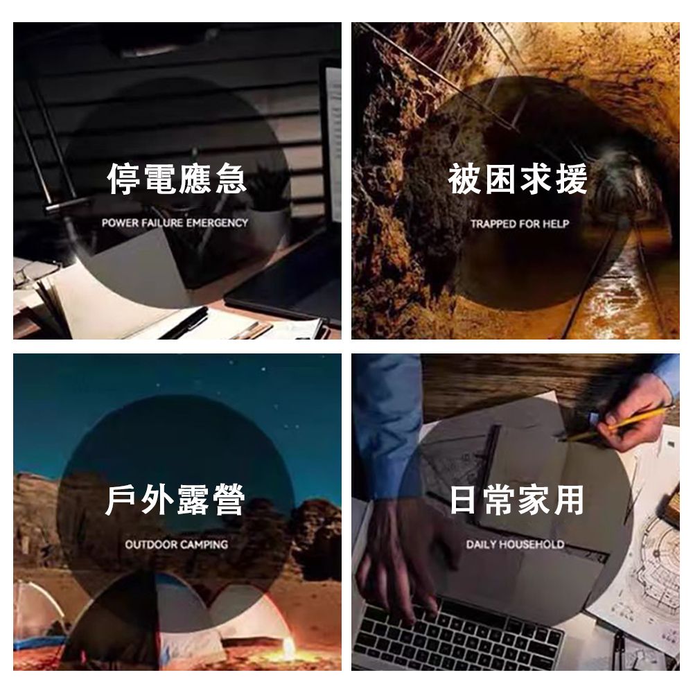 停電應急POWER FAILURE EMERGENCY被困求援TRAPPED FOR HELP戶外露營OUTDOOR CAMPING日常家用DAILY HOUSEHOLD