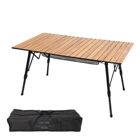 【韓國TOP&TOP】超承重木紋鋁合金戶外便攜可伸縮折疊桌(特大款)/蛋捲桌/鋁合金桌/木紋桌/金剛桌
