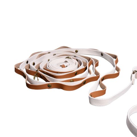 【OUTSY】皮革質感可調節掛物繩露營繩 淺咖啡