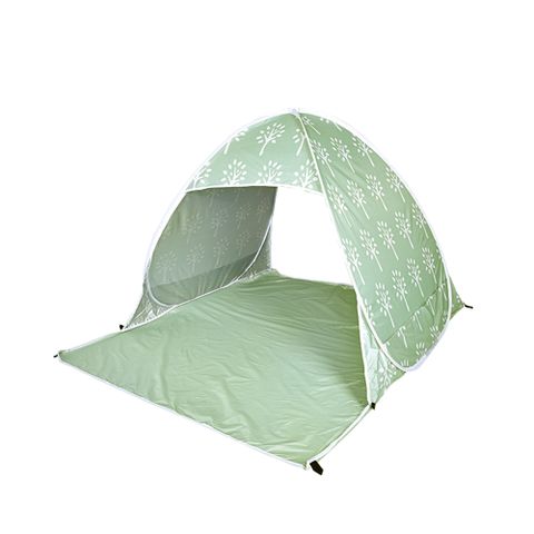 【OUTSY】秒開免搭建抗UV雙人野餐沙灘帳篷 綠白小樹