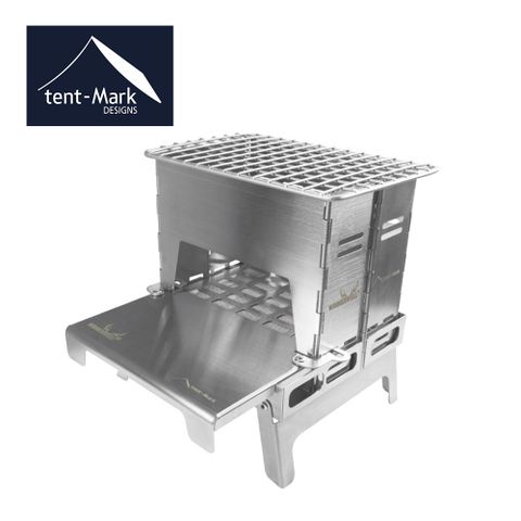 【日本tent-Mark DESIGNS】ORU桌上型折疊不鏽鋼焚火台 TM-21051 (附烤網/收納袋)便攜燒烤爐 BBQ烤肉架 迷你取暖爐