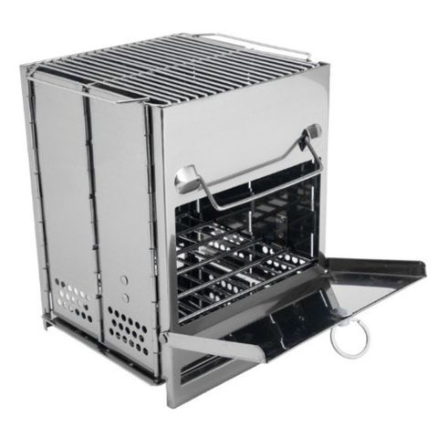 不鏽鋼摺疊柴火爐 火箭爐/焚火台 露營野炊烤肉爐｜便攜收納附袋 多燃料煮水煎烤｜登山 車泊 戶外料理