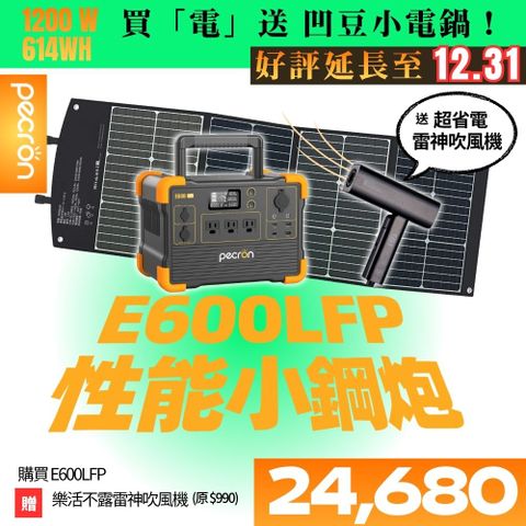 PECRON E600LFP+120W太陽能板