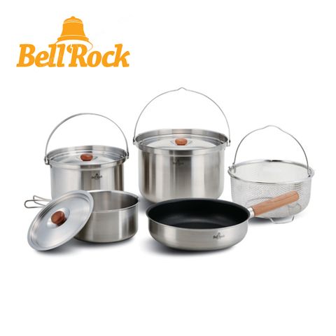 BellRock 【韓國】COMBI 9XL複合金不鏽鋼戶外炊具9件組 24cm版(附收納袋) BR-409