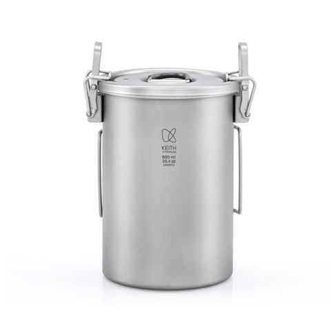 鎧斯Keith Ti6300純鈦多功能煮飯器附收納袋.鈦鍋鈦煮飯器戶外登山露營野炊輕量雙層蒸煮湯鍋子