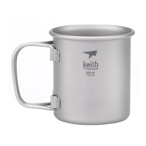 鎧斯Keith Ti3200 鈦摺疊單層杯 220ml.純鈦杯子 鈦金屬杯 登山鈦杯 露營杯鈦水杯 馬克杯隨行杯