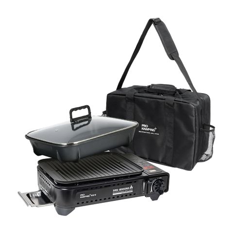 妙管家 兩用瓦斯煎烤爐(含提袋).瓦斯卡式爐 露營瓦斯爐 火鍋燒烤爐 不沾烤盤 戶外烤肉爐