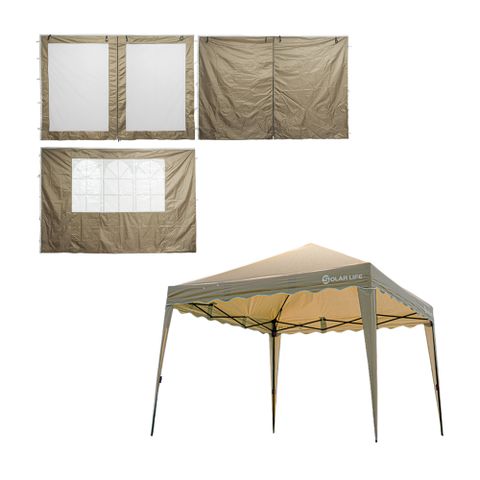 Solar Life 索樂生活 客廳帳限定全套組 彈開式炊事帳篷二代 附收納袋.27秒帳客廳帳 速搭停車棚