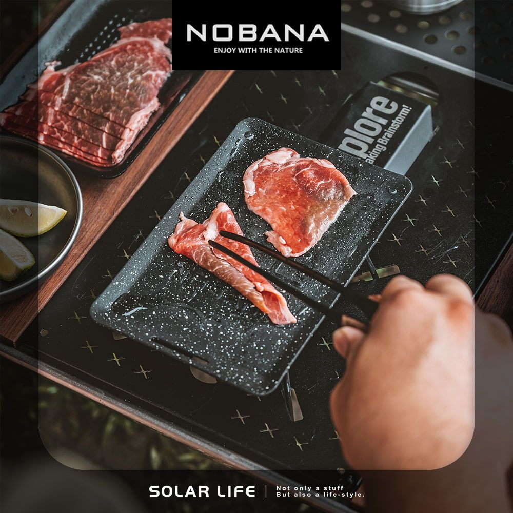 Nobana 麥飯石迷你烤盤.方型烤盤 蜘蛛爐烤盤 個人燒烤 露營煎鍋 迷你小煎盤