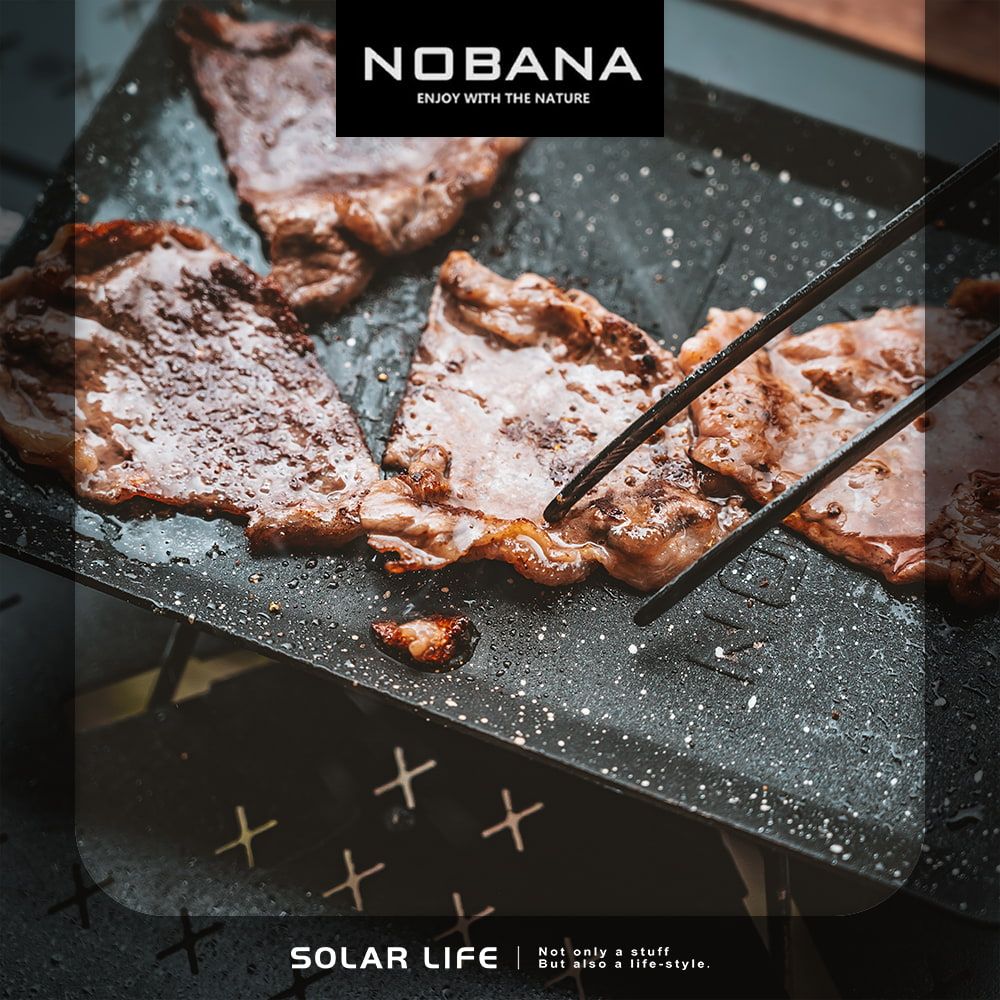 Nobana 麥飯石迷你烤盤.方型烤盤 蜘蛛爐烤盤 個人燒烤 露營煎鍋 迷你小煎盤