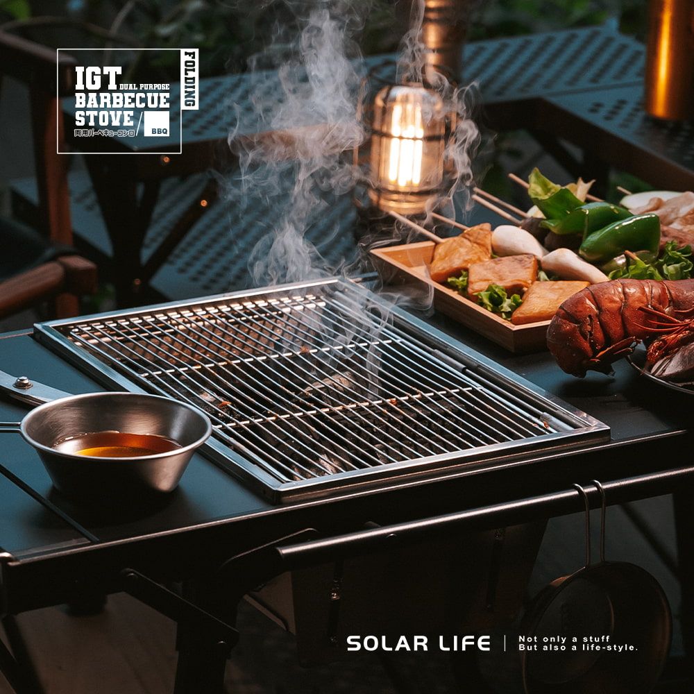 索樂生活 Solar Life  IGT一單位秒收烤肉爐304不鏽鋼烤網.長方形燒烤網 直條烤肉網 瀝水瀝油架 碳烤爐網架 中秋烤肉網片