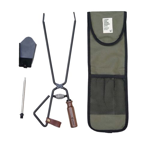 openjoynt 拓幸良品 3合1焚火夾工具組.木炭夾 焚火鏟 戶外炭火夾 不鏽鋼吹火棒 火鏟