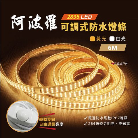 【升級不加價】6米白光/黃光LED 可調光燈條 CE認證 兩色可選 露營燈