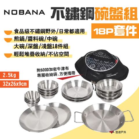 Nobana 不鏽鋼碗盤組18P套件