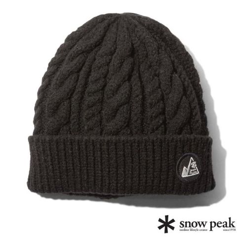 Snow Peak 【日本 】Cable Beanie 輕量百搭保暖針織帽.毛線帽.無簷小便帽/MM4310-AC03BK 黑色