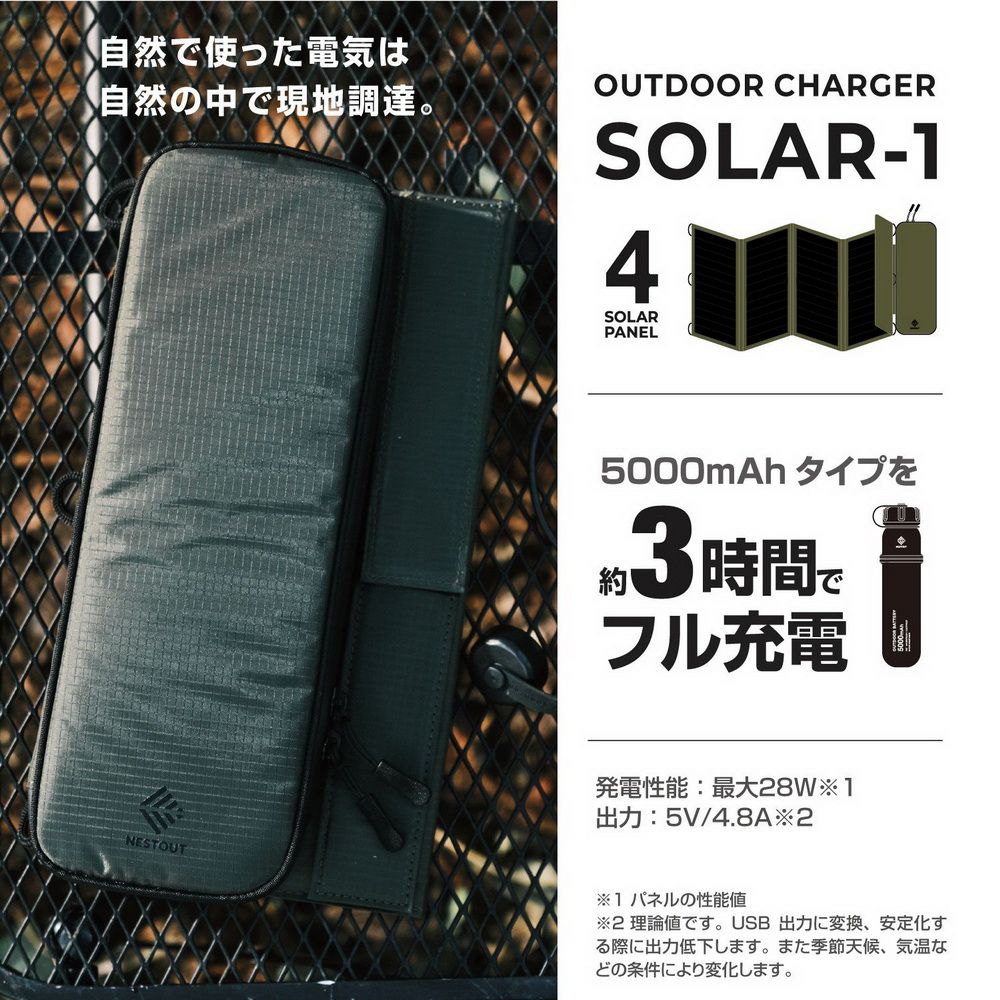 ELECOM NESTOUT SOLAR-1太陽能充電器-4枚28W