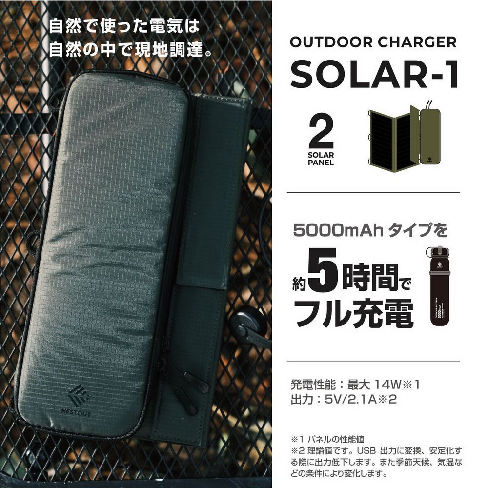 ELECOM NESTOUT SOLAR-1太陽能充電器-2枚14W