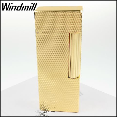 Windmill FOX系列-火石式燃油打火機(鍍金色立體交叉紋路款) NO.FOX-0003