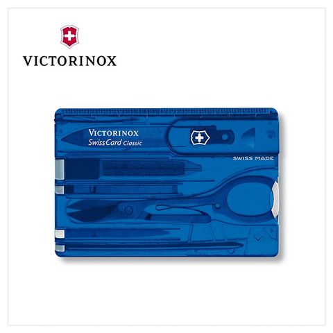 VICTORINOX 瑞士維氏 SwissCard Classic 瑞士卡/10用/透藍 0.7122.T2