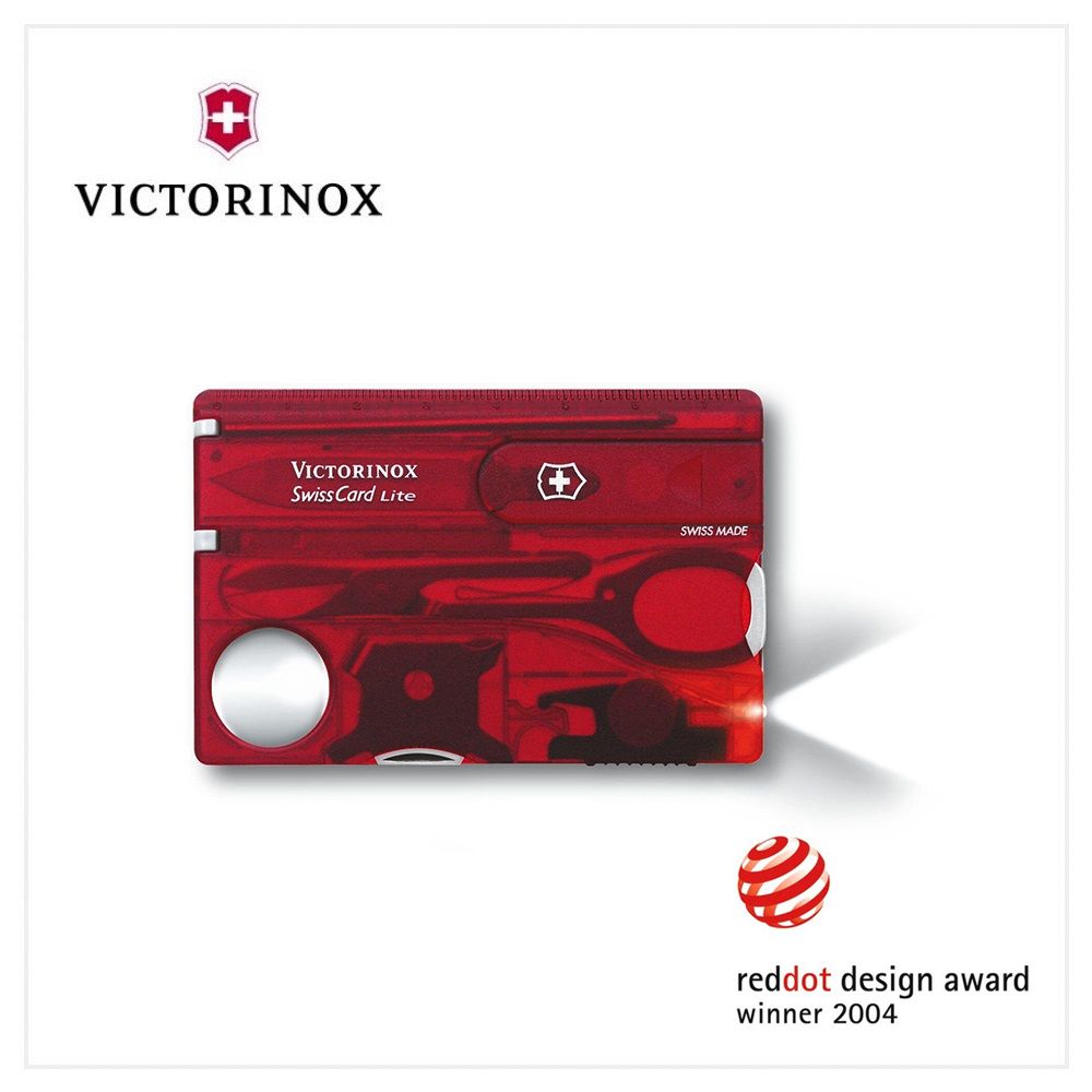 VICTORINOX 瑞士維氏 SwissCard Classic 瑞士卡/13用/透紅 0.7300.T