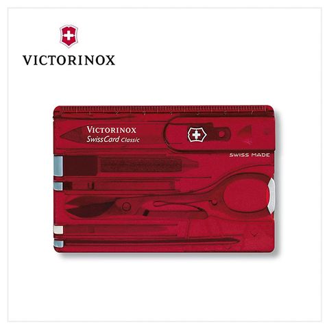 VICTORINOX 瑞士維氏 SwissCard Classic 瑞士卡 10用/透紅 0.7100.T