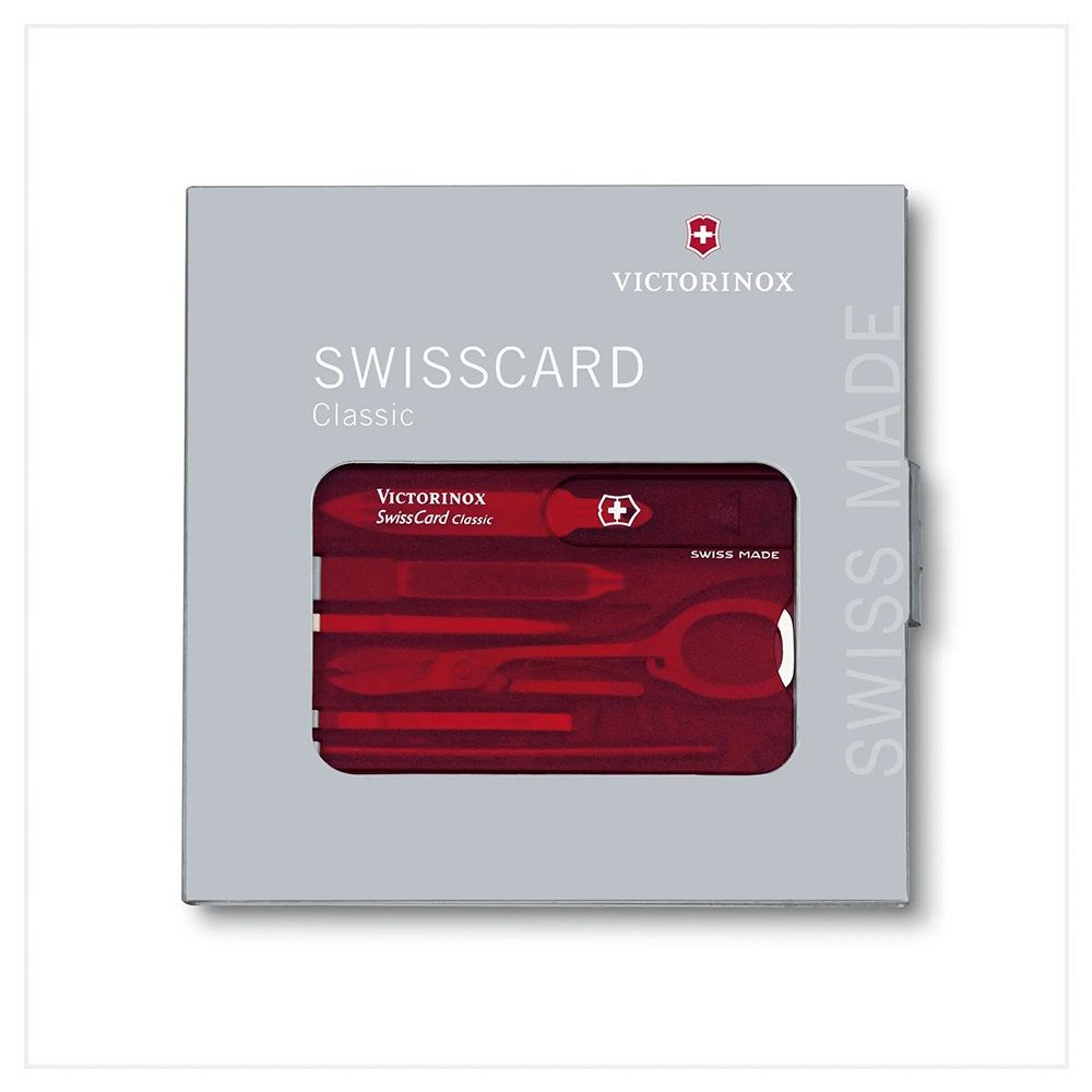 VICTORINOX 瑞士維氏 SwissCard Classic 瑞士卡 10用/透紅 0.7100.T