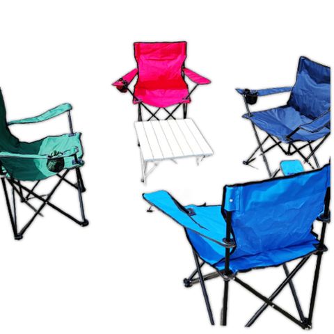 May Shop 輕便好攜帶 有飲料座露營椅子【109122977】
