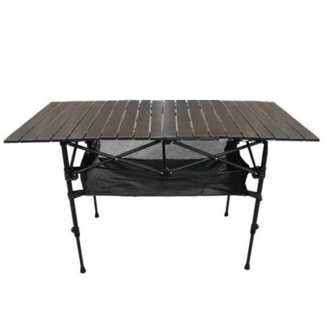 May Shop 黑色鋁合金蛋捲桌 含桌下網櫃【110081249】