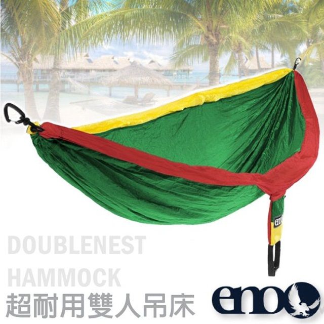  【美國 ENO】DoubleNest Hammock 高透氣超耐用雙人吊床 (含收納袋)_DH014 黃/綠/紅