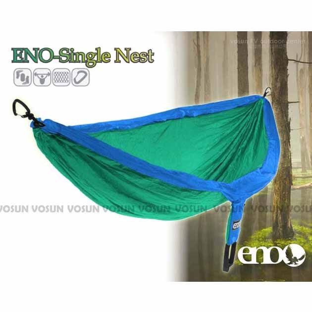 ENO 【美國 】SINGLENEST HAMMOCK 高透氣超耐用單人吊床 (含收納袋)_SH016 藍/亮綠